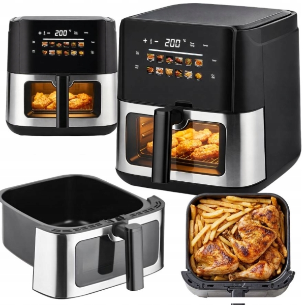 FRYTKOWNICA BEZTŁUSZCZOWA AIR FRYER 8L FRYTOWNICA 1700W 12 PROGRAMÓW MOCNA