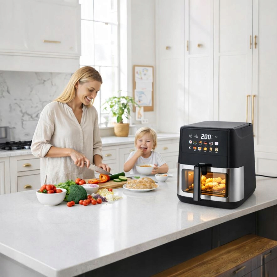 FRYTKOWNICA BEZTŁUSZCZOWA AIR FRYER 8L FRYTOWNICA 1700W 12 PROGRAMÓW MOCNA