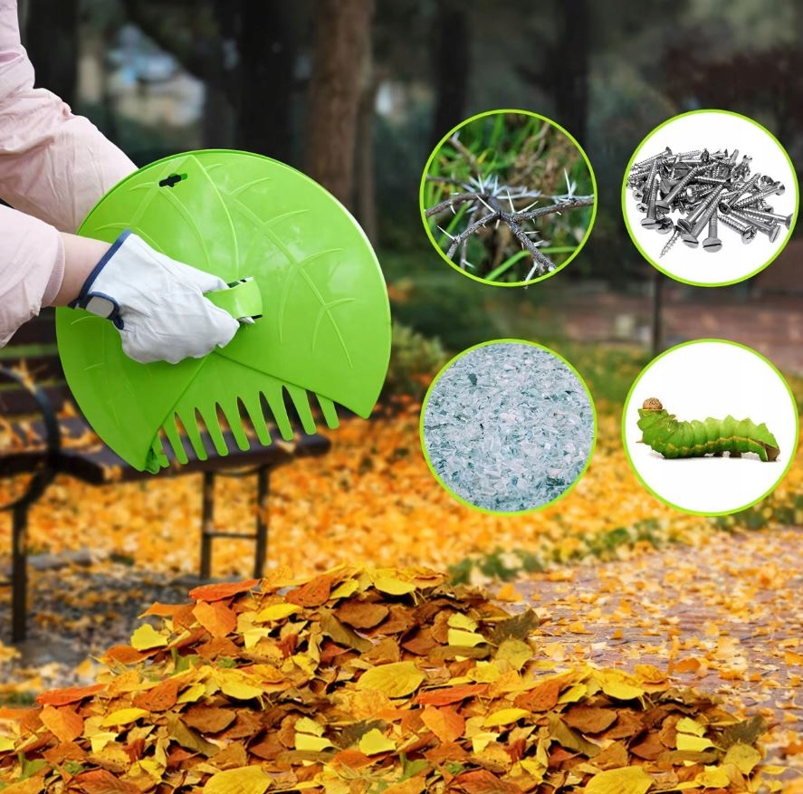 ZGARNIACZ ZBIERACZ LIŚCI PLASTIKOWE GRABIE DO TRAWY OGRODU CHWYTAK RĘCZNY