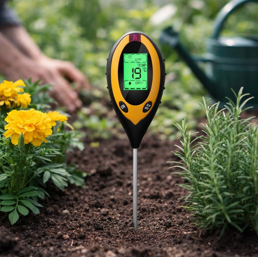 KWASOMIERZ TESTER GLEBY ZIEMI PODŁOŻA PH 4W1 MIERNIK TEMPERATURA WBIJANY