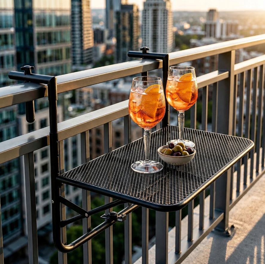STOLIK BALKONOWY SKŁADANY WISZĄCY STÓŁ NA BALKON TARAS REGULOWANY 30KG