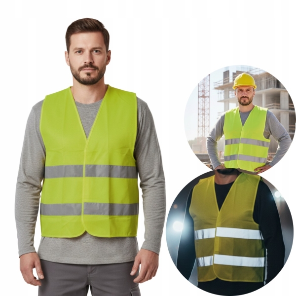 KAMIZELKA OSTRZEGAWCZA ODBLASKOWA ŻÓŁTA ROBOCZA DROGOWA ROZMIAR 6XL