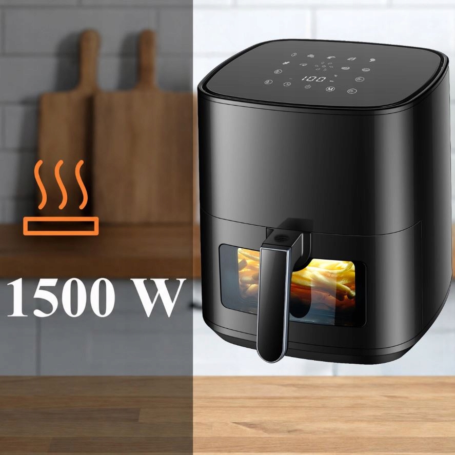 FRYTKOWNICA BEZTŁUSZCZOWA AIR FRYER 5L FRYTKOWNICA 1500W 9 PROGRAMÓW MOCNA