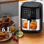 FRYTKOWNICA BEZTŁUSZCZOWA AIR FRYER 6L FRYTOWNICA 1500W 12 PROGRAMÓW MOCNA