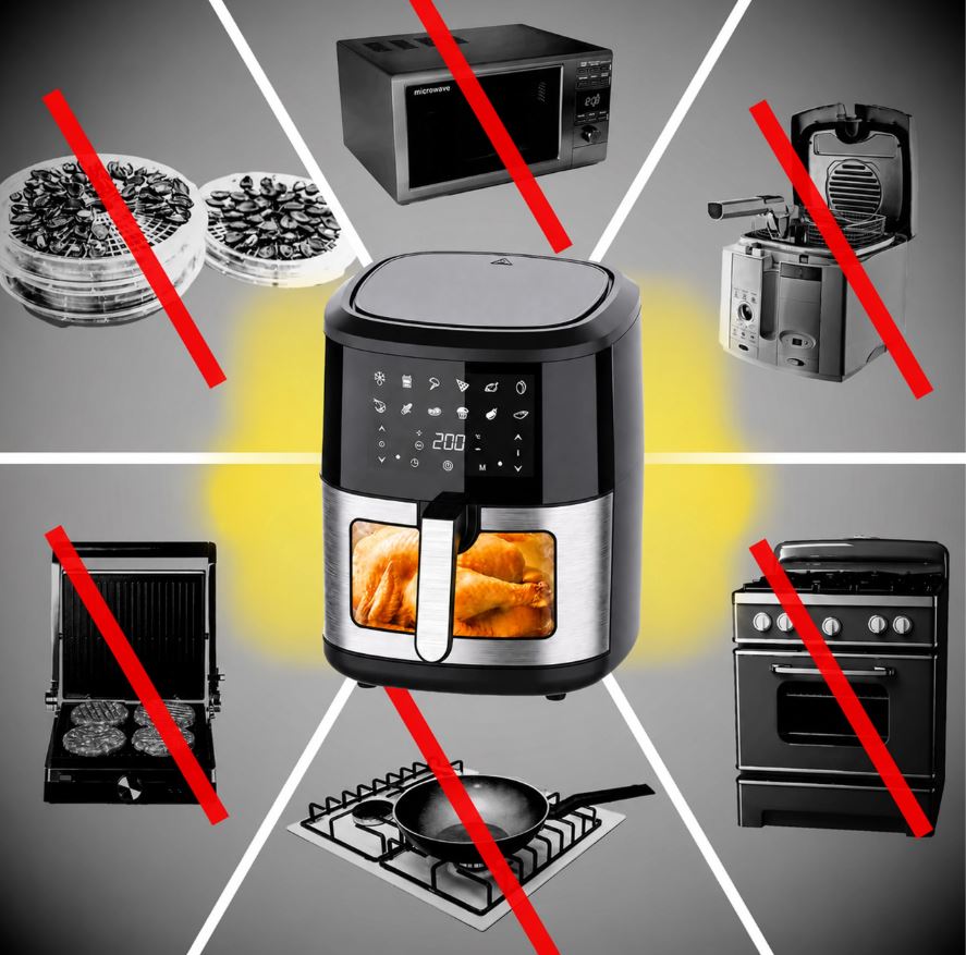 FRYTKOWNICA BEZTŁUSZCZOWA AIR FRYER 6L FRYTOWNICA 1500W 12 PROGRAMÓW MOCNA