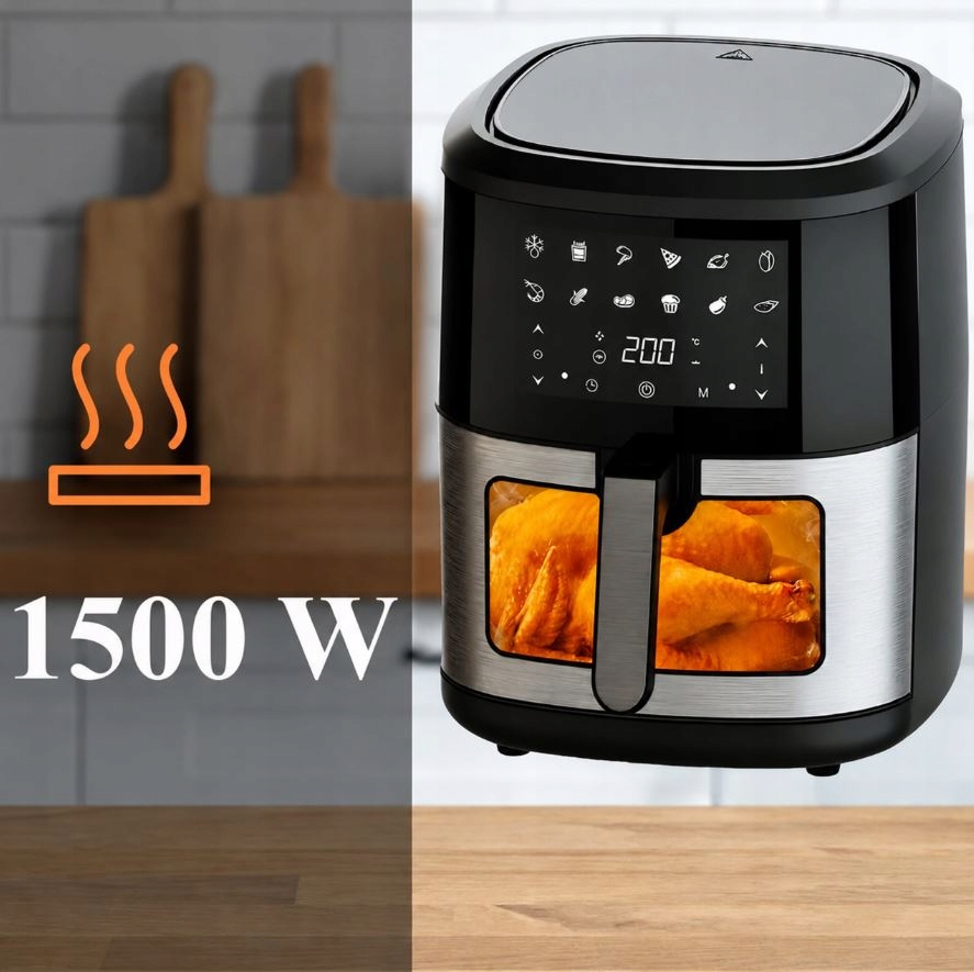 FRYTKOWNICA BEZTŁUSZCZOWA AIR FRYER 6L FRYTOWNICA 1500W 12 PROGRAMÓW MOCNA