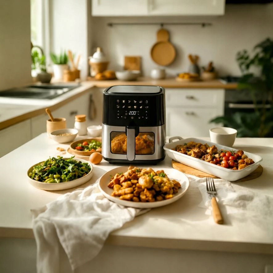 FRYTKOWNICA BEZTŁUSZCZOWA AIR FRYER 6L FRYTOWNICA 1500W 12 PROGRAMÓW MOCNA