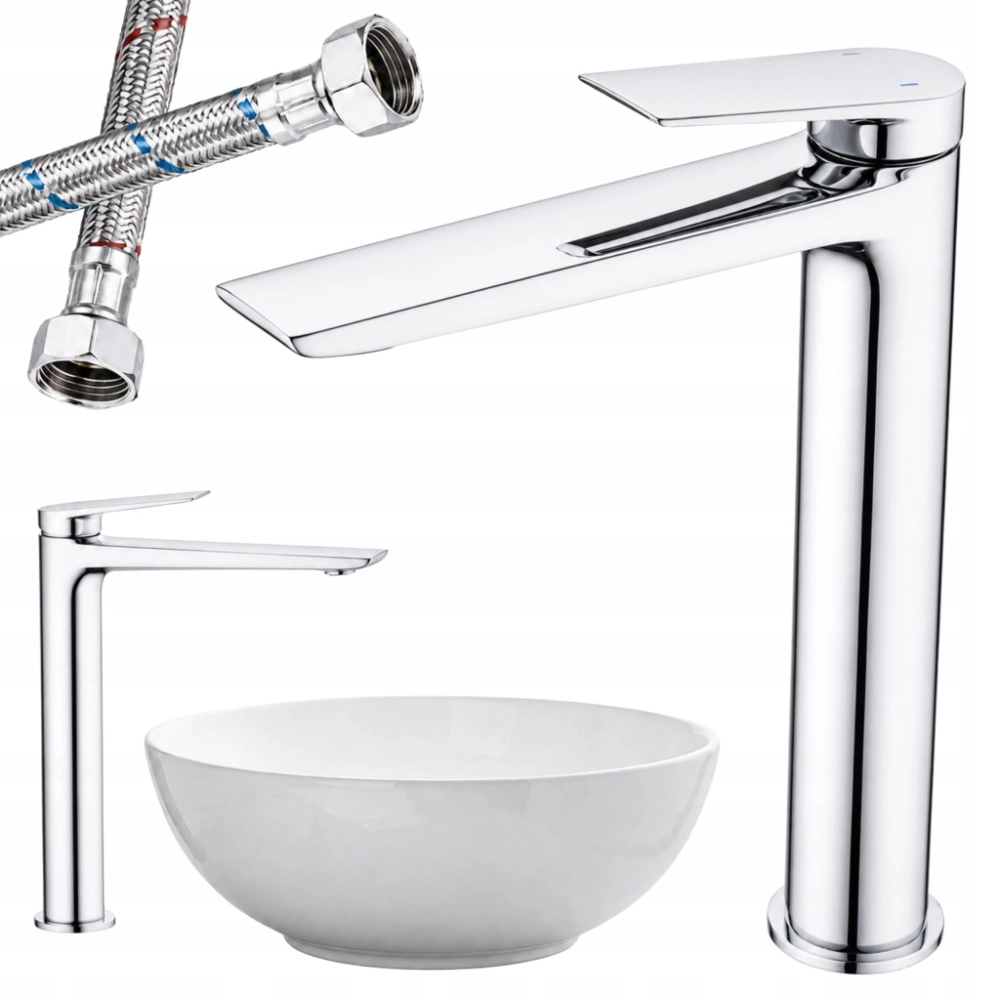 BATERIA UMYWALKOWA VECTOR ŁAZIENKOWA NABLATOWA STOJĄCA WYSOKA KRAN CHROM