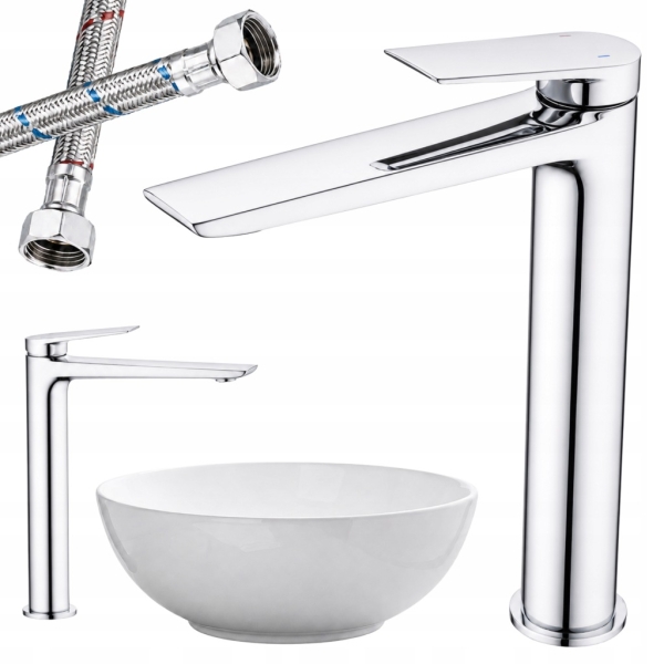 BATERIA UMYWALKOWA VECTOR ŁAZIENKOWA NABLATOWA STOJĄCA WYSOKA KRAN CHROM