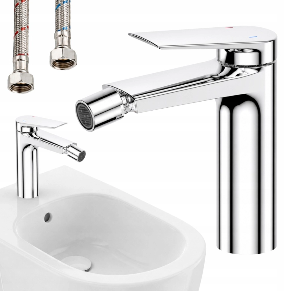 BATERIA BIDETOWA VECTOR STOJĄCA ŁAZIENKOWA RUCHOMY PERLATOR KRAN CHROM