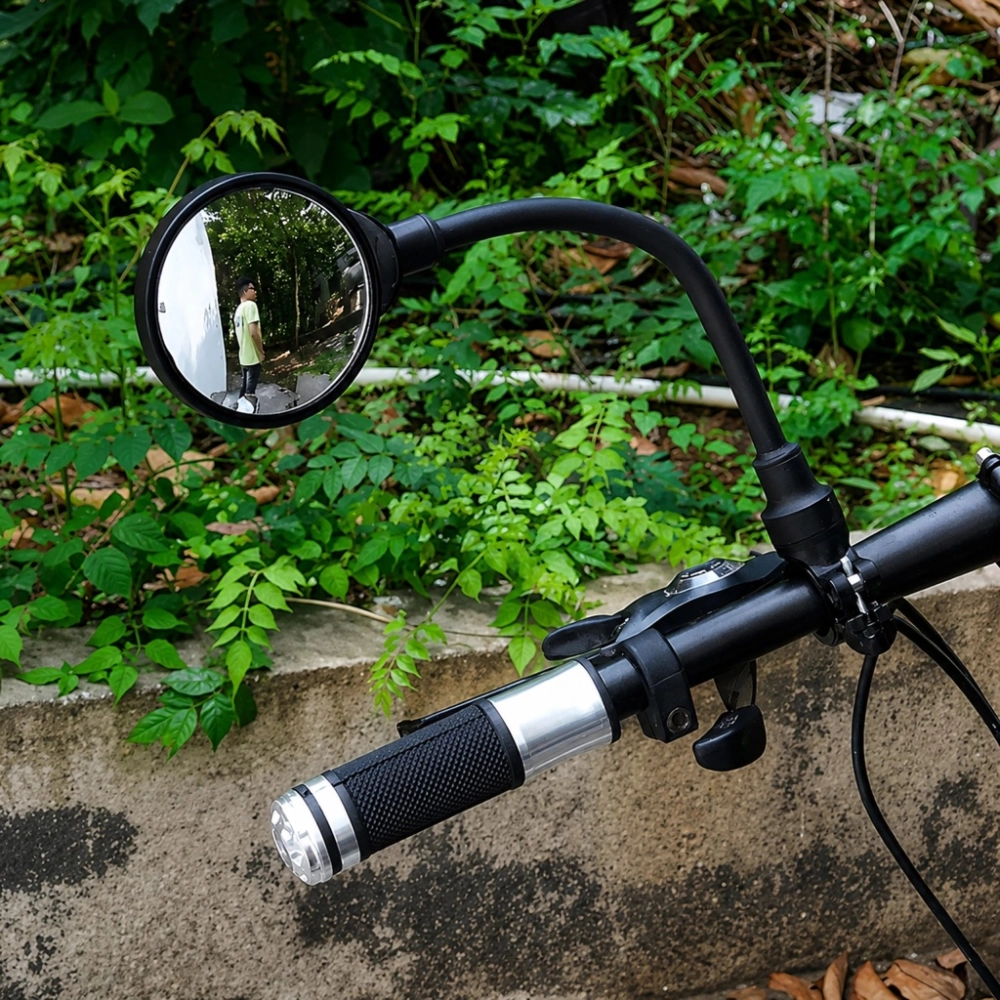 LUSTERKO ROWEROWE MOTOCYKLOWE WSTECZNE OKRĄGŁE NA KIEROWNICĘ CZARNE 2 szt