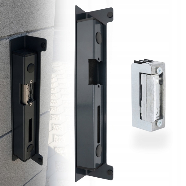 KASETA 280 mm Z ELEKTROZACZEPEM DO FURTKI BRAMY DRZWI UNIWERSALNA ANTRACYT