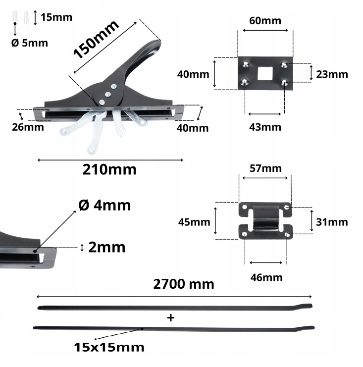 ZASUWA GARAŻOWA BASKWIL 270 CM ZASUWKA BASKWILOWA ZAMKNIĘCIE BRAM CZARNA