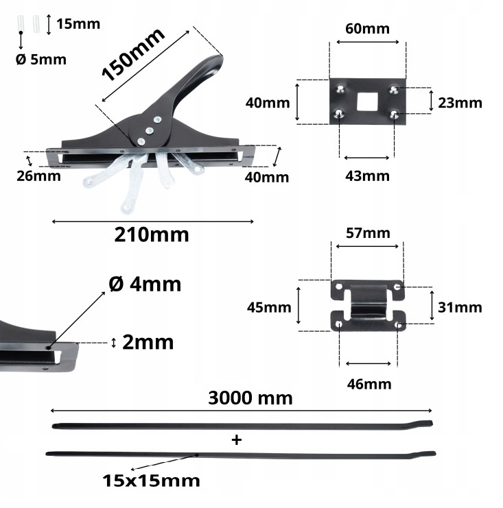 ZASUWA GARAŻOWA BASKWIL 300 CM ZASUWKA BASKWILOWA ZAMKNIĘCIE BRAM CZARNA