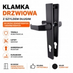 KLAMKA DRZWIOWA PRESTIGE DO DRZWI 90 mm CZARNA NA WKŁAD WKŁADKĘ SZYLD WĄSKI