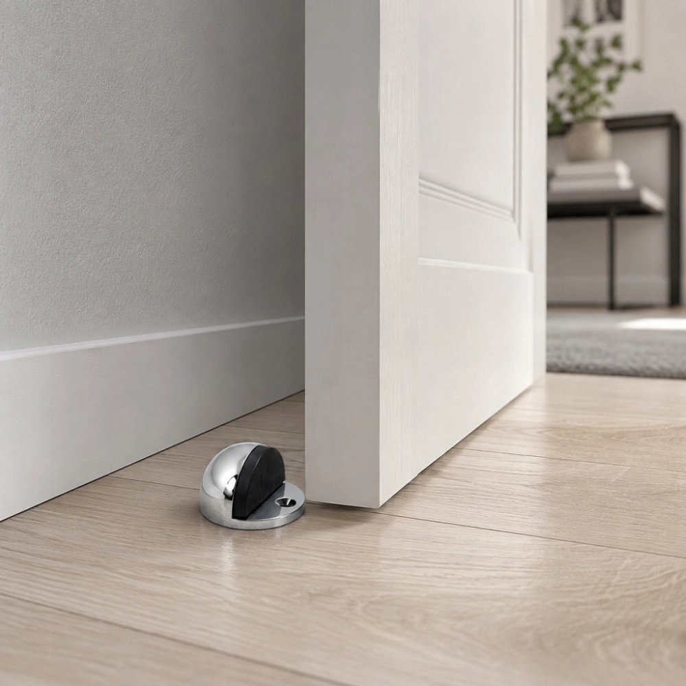 ODBOJNIK DRZWIOWY SFERA 45x25 mm ODBÓJ DO DRZWI OGRANICZNIK STOPER CHROM