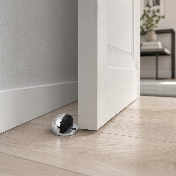 ODBOJNIK DRZWIOWY SFERA 45x25 mm ODBÓJ DO DRZWI OGRANICZNIK STOPER CHROM