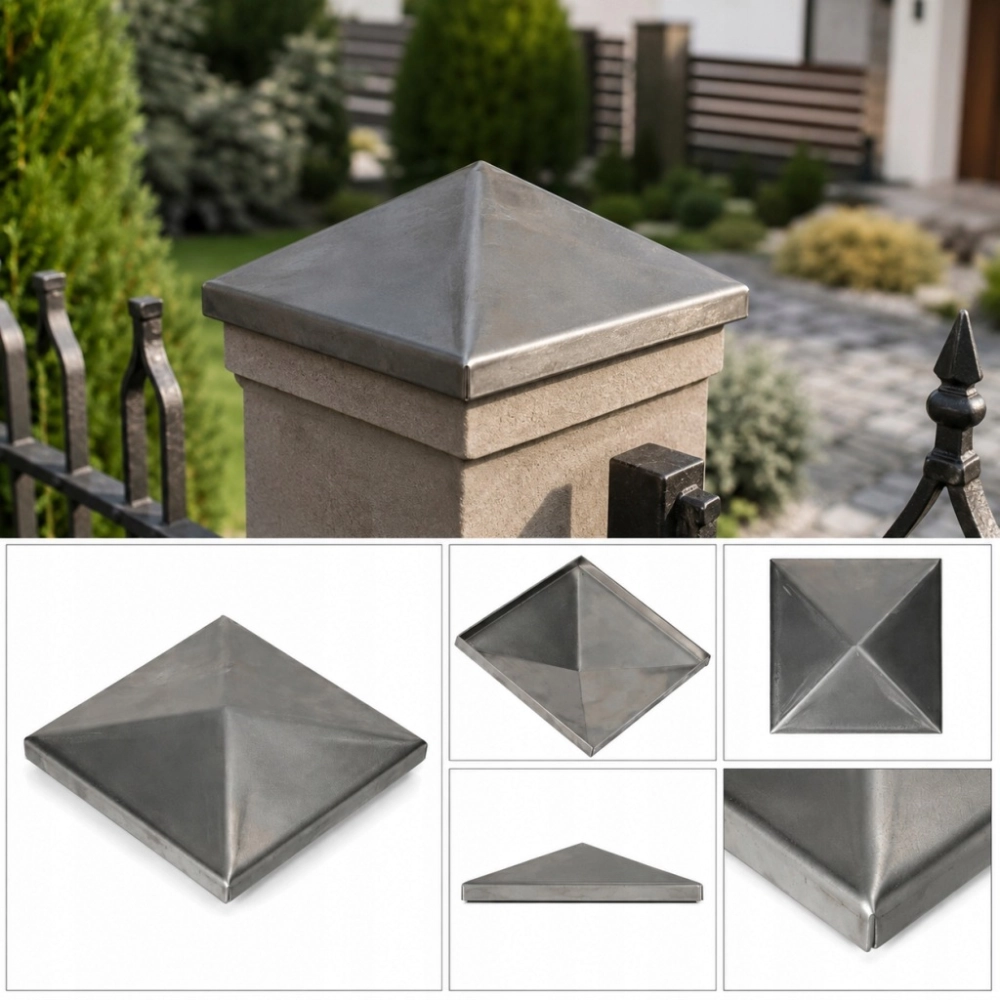 DASZEK METALOWY NA SŁUPEK OGRODZENIOWY 100x100 mm PIRAMIDA METALOWY