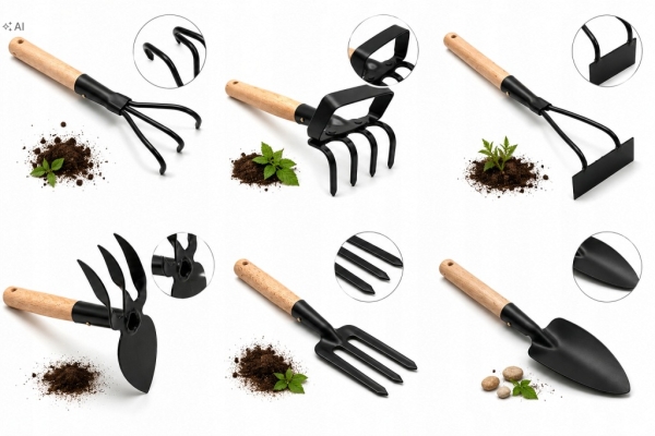 ZESTAW NARZĘDZI OGRODOWYCH KOMPLET DZIAŁKOWCA 6 szt ŁOPATKA PAZURKI MOTYKA