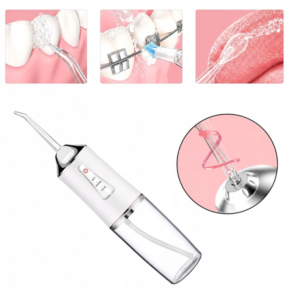 IRYGATOR DO ZĘBÓW BEZPRZEWODOWY DENTYSTYCZNY MOCNY 4 DYSZE 3 TRYBY 230 ML
