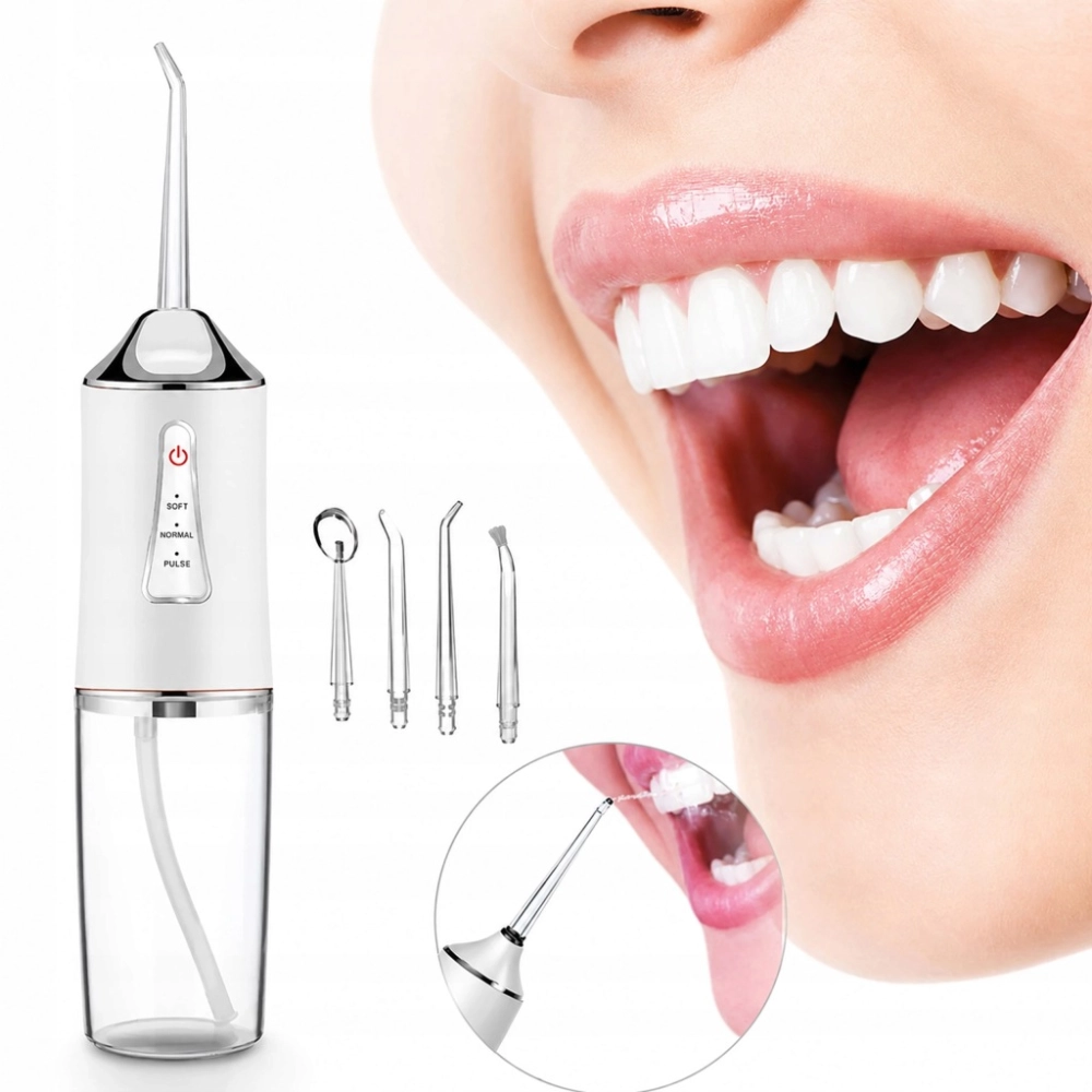 IRYGATOR DO ZĘBÓW BEZPRZEWODOWY DENTYSTYCZNY MOCNY 4 DYSZE 3 TRYBY 230 ML