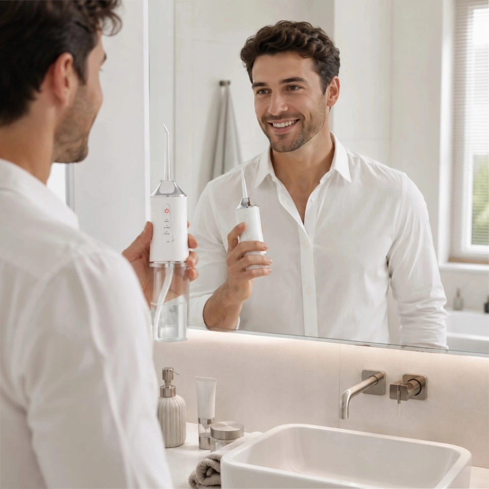 IRYGATOR DO ZĘBÓW BEZPRZEWODOWY DENTYSTYCZNY MOCNY 4 DYSZE 3 TRYBY 230 ML