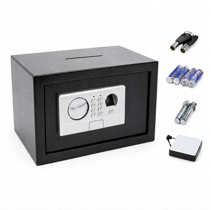SEJF ELEKTRONICZNY NA ODCISK PALCA 31x20x20 WRZUTNIA KOMPAKTOWY SKRYTKA