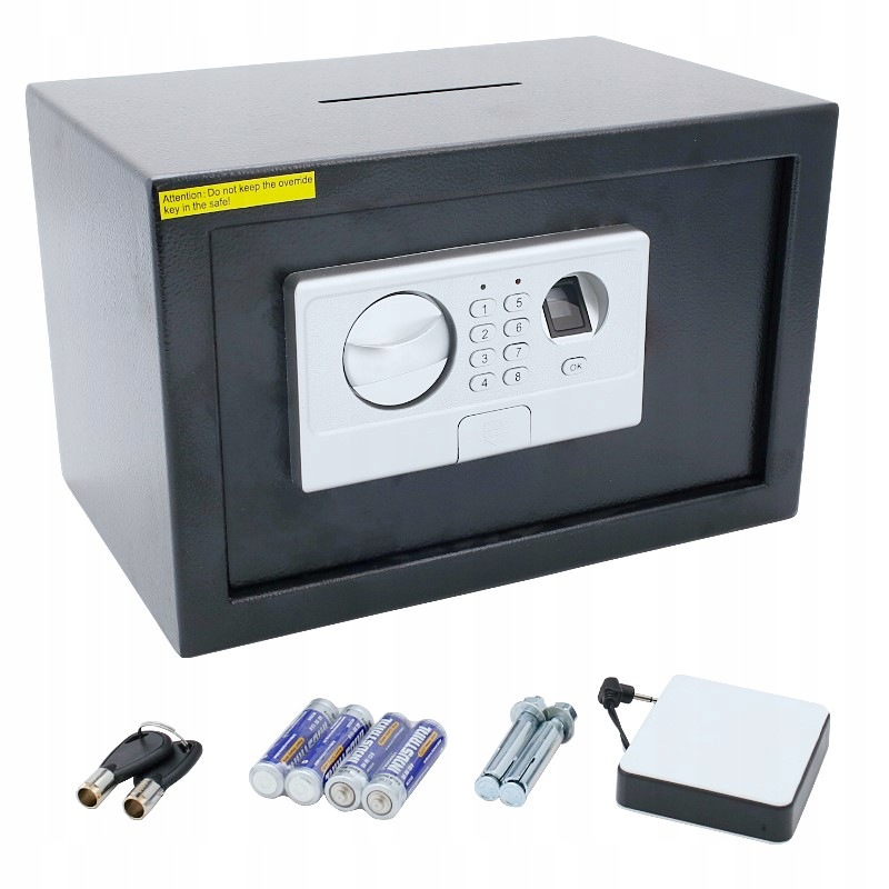 SEJF ELEKTRONICZNY NA ODCISK PALCA 31x20x20 WRZUTNIA KOMPAKTOWY SKRYTKA