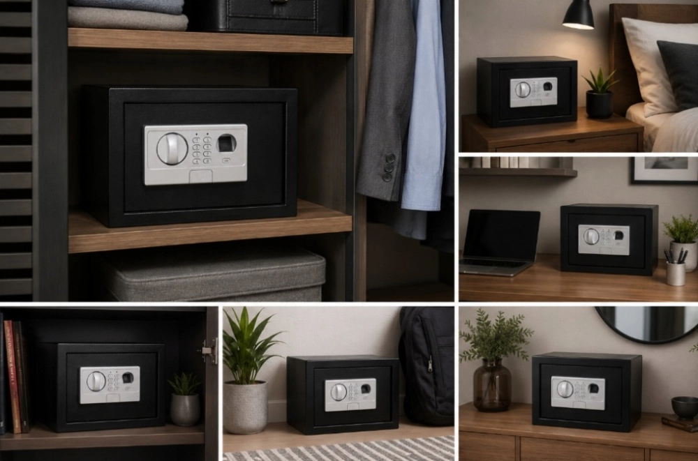 SEJF ELEKTRONICZNY NA ODCISK PALCA UNIWERSALNY 31x20x20 KOMPAKTOWY SKRYTKA