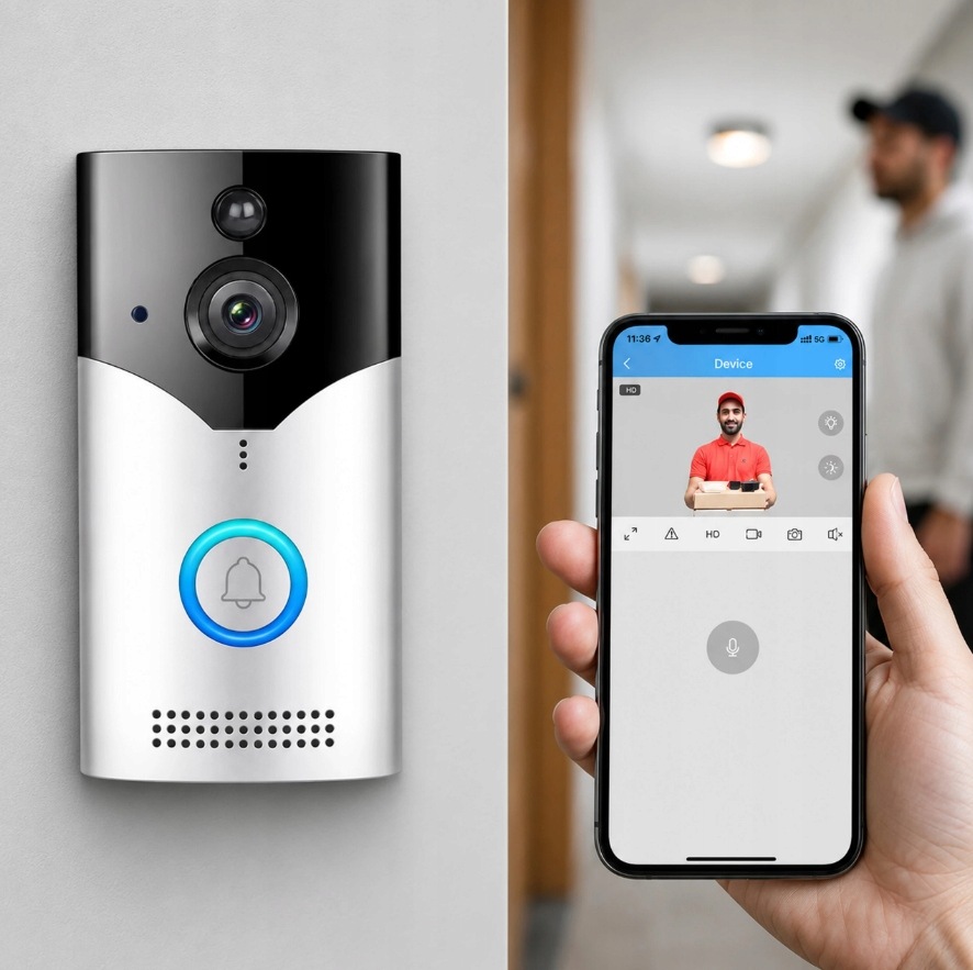 INTELIGENTNY WIDEODOMOFON DZWONEK BEZPRZEWODOWY Z KAMERĄ SMART WIFI PIR