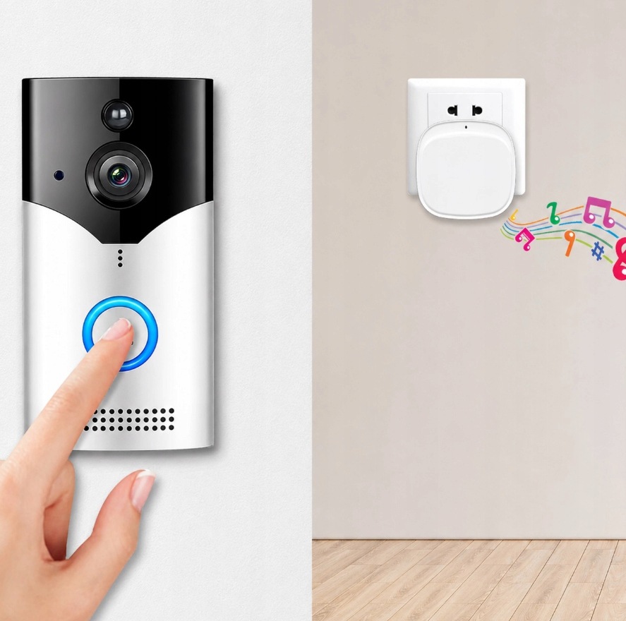 INTELIGENTNY WIDEODOMOFON DZWONEK BEZPRZEWODOWY Z KAMERĄ SMART WIFI PIR