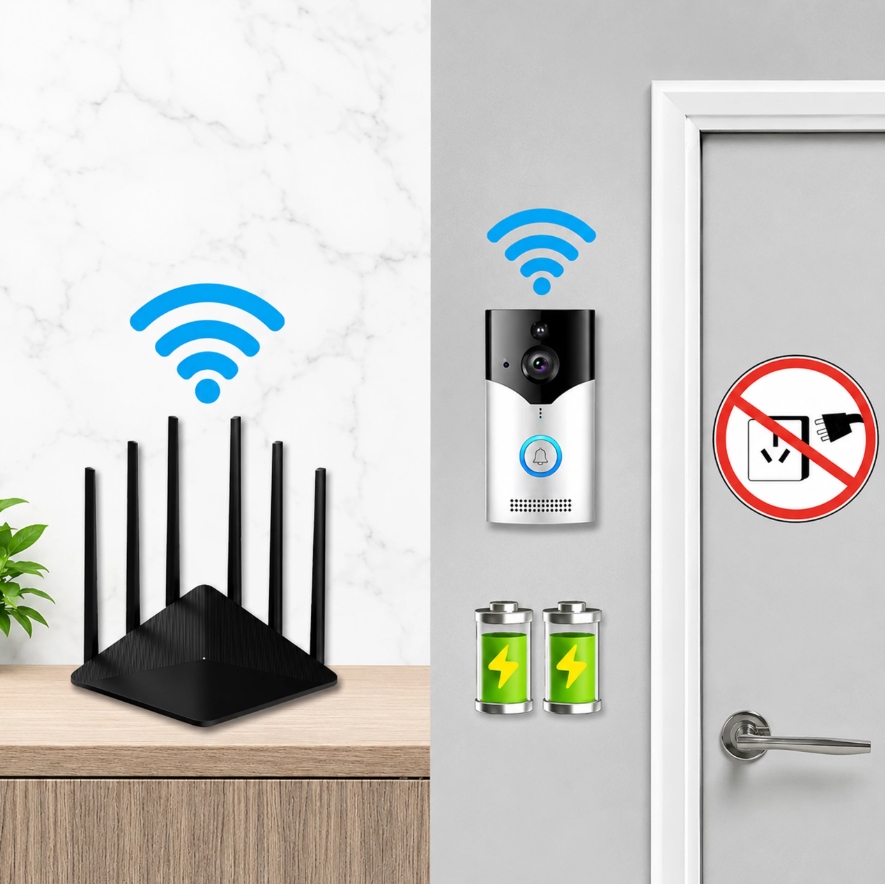 INTELIGENTNY WIDEODOMOFON DZWONEK BEZPRZEWODOWY Z KAMERĄ SMART WIFI PIR