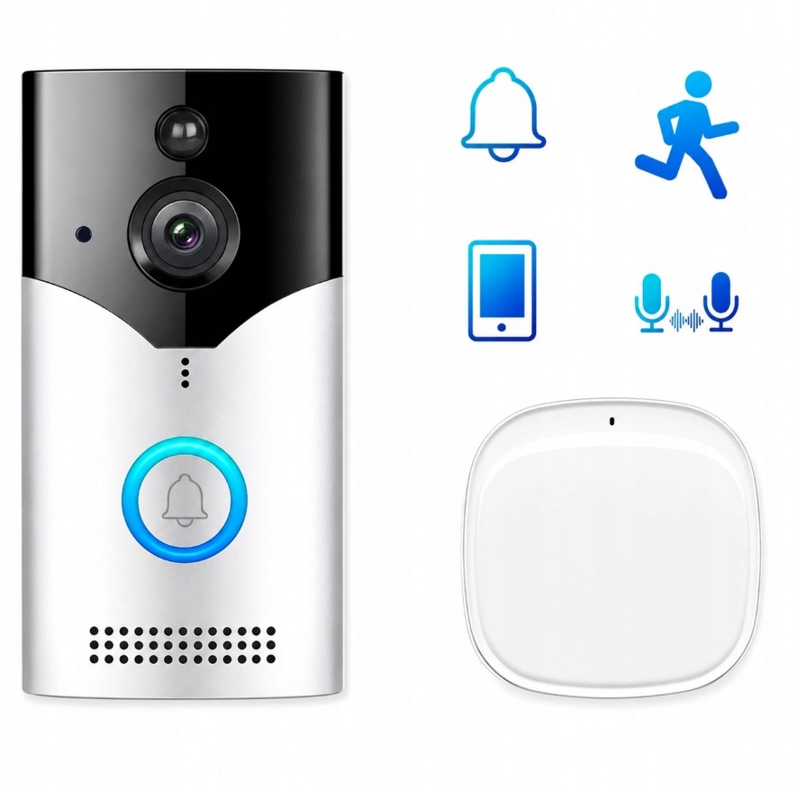 INTELIGENTNY WIDEODOMOFON DZWONEK BEZPRZEWODOWY Z KAMERĄ SMART WIFI PIR