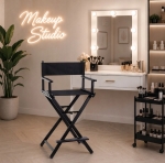 KRZESŁO DO MAKIJAŻU ALUMINIOWE KOSMETYCZNE REŻYSERSKIE MAKE-UP SKŁADANE