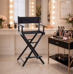KRZESŁO DO MAKIJAŻU ALUMINIOWE KOSMETYCZNE REŻYSERSKIE MAKE-UP SKŁADANE