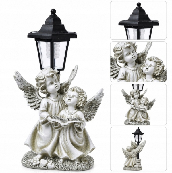 ANIOŁEK SOLARNY LAMPION ZNICZ DEKORACJA NA CMENTARZ DO OGRODU 33,5CM