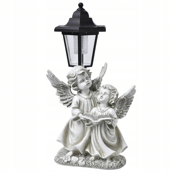 ANIOŁEK SOLARNY LAMPION ZNICZ DEKORACJA NA CMENTARZ DO OGRODU 33,5CM