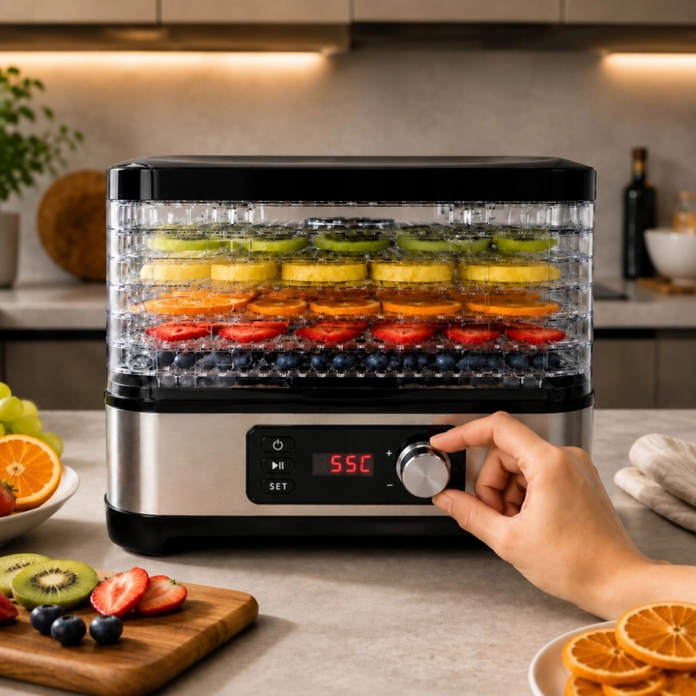 SUSZARKA DO GRZYBÓW OWOCÓW SPOŻYWCZA REGULACJA TEMPERATURY TIMER 500W 6 SIT