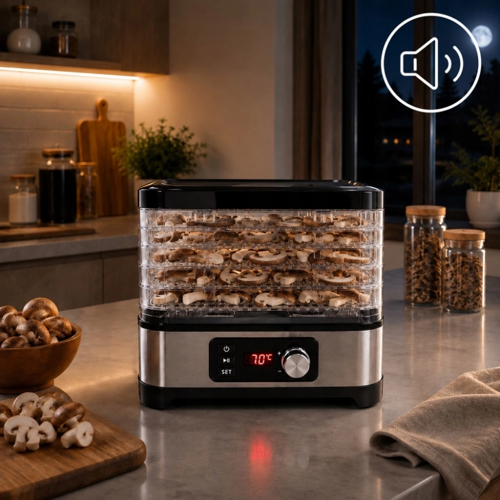 SUSZARKA DO GRZYBÓW OWOCÓW SPOŻYWCZA REGULACJA TEMPERATURY TIMER 500W 6 SIT