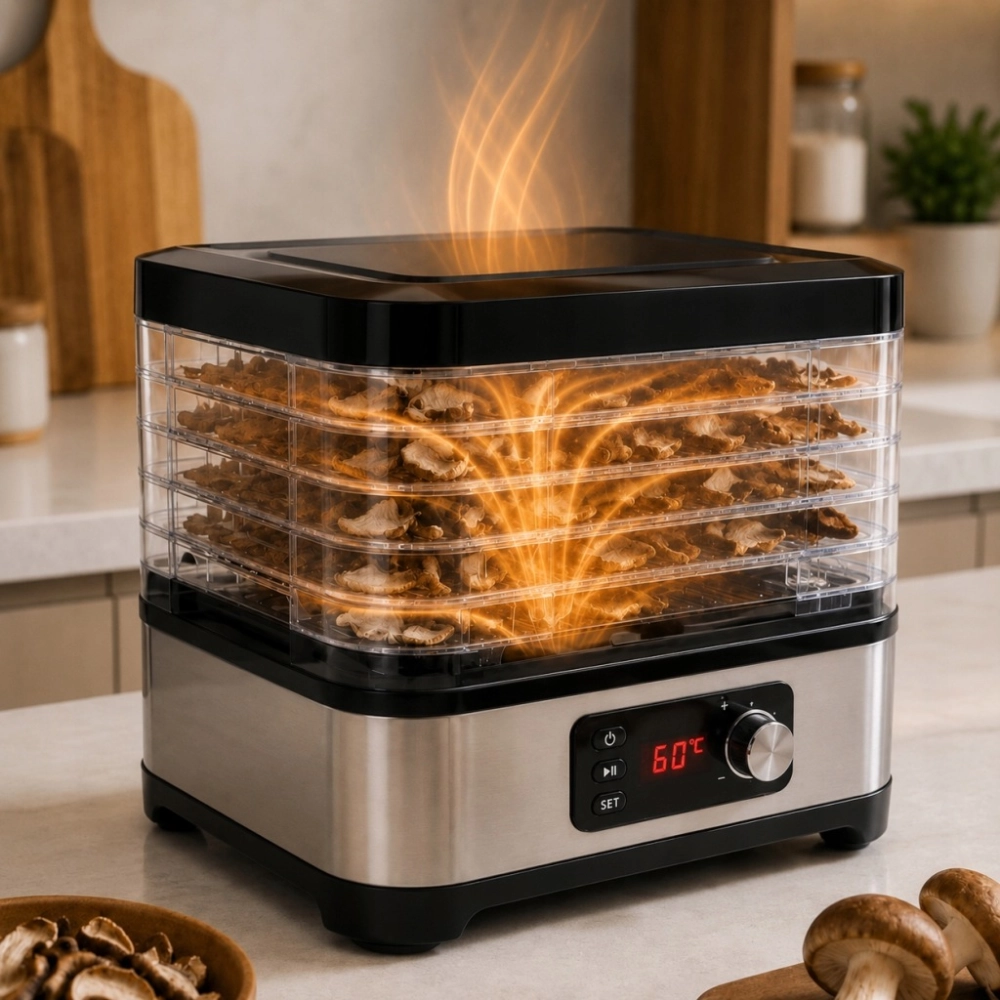 SUSZARKA DO GRZYBÓW OWOCÓW SPOŻYWCZA REGULACJA TEMPERATURY TIMER 500W 6 SIT