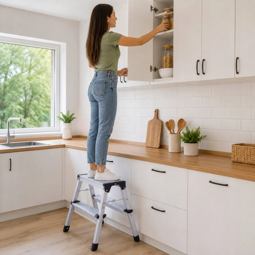 PODEST ROBOCZY ALUMINIOWY SKŁADANY PLATFORMA DRABINA 150 kg 30 cm 1 STOPIEŃ