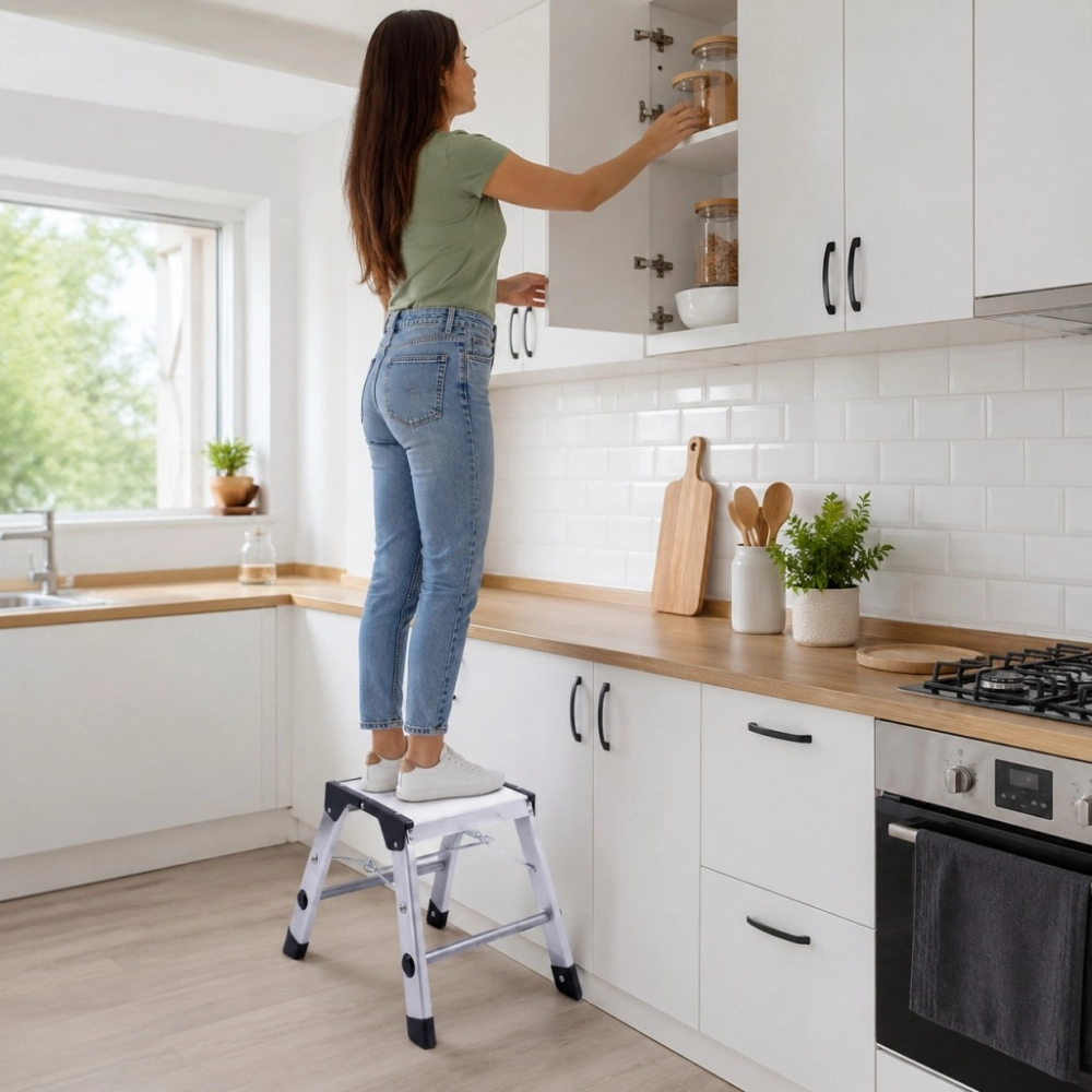 PODEST ROBOCZY ALUMINIOWY SKŁADANY PLATFORMA DRABINA 150 kg 30 cm