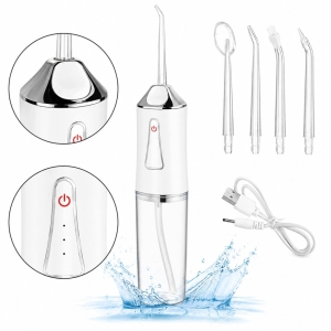 IRYGATOR DO ZĘBÓW DENTYSTYCZNY BEZPRZEWODOWY 4 KOŃCÓWKI 3 TRYBY 230 ml USB
