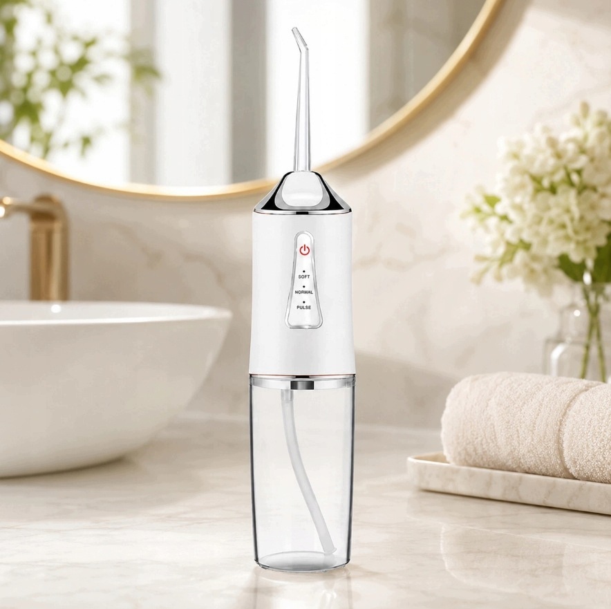 IRYGATOR DO ZĘBÓW DENTYSTYCZNY BEZPRZEWODOWY 4 KOŃCÓWKI 3 TRYBY 230 ml USB