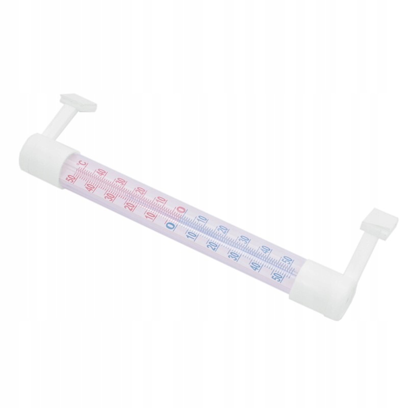TERMOMETR ZAOKIENNY ZA OKNO PCV SZKLANY 210 mm ZEWNĘTRZNY BIAŁY