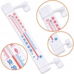 TERMOMETR ZAOKIENNY ZA OKNO PCV PLASTIKOWY 210 mm ZEWNĘTRZNY BIAŁY