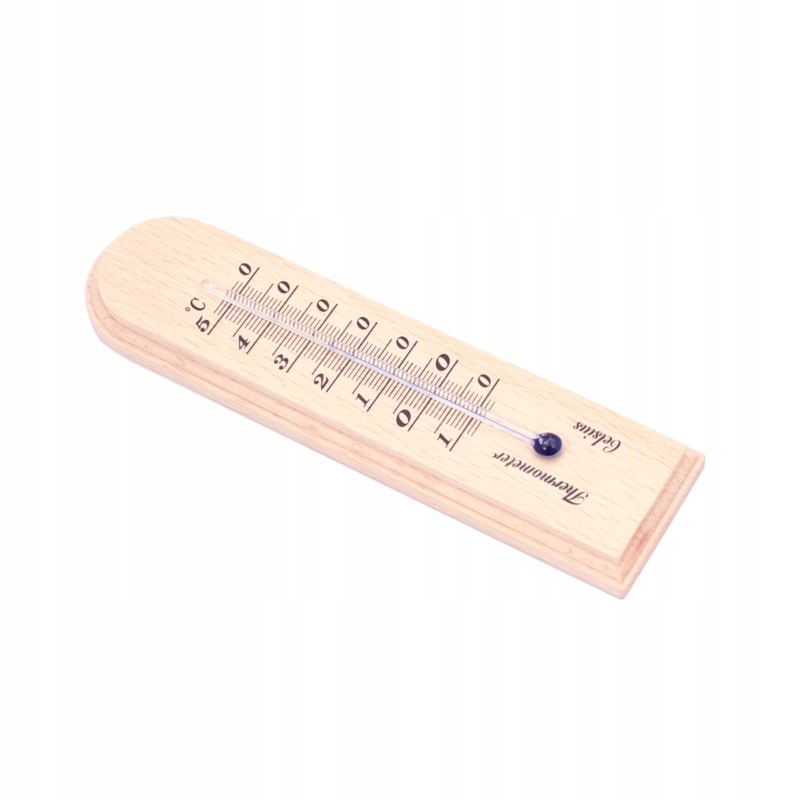 TERMOMETR POKOJOWY DREWNIANY WEWNĘTRZNY 15 cm BEZRTĘCIOWY