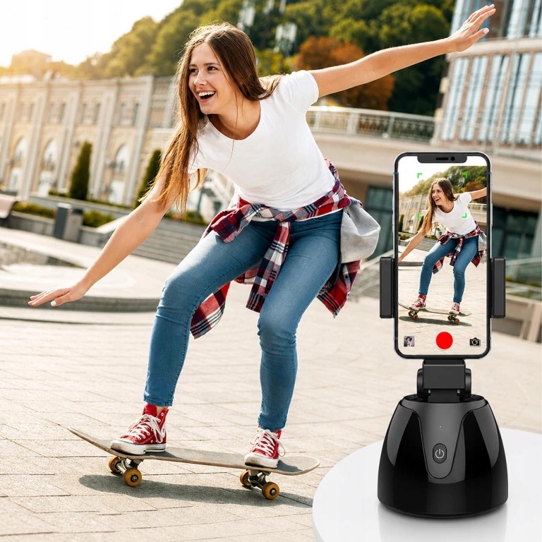 INTELIGENTY UCHWYT STOJAK NA TELEFON DO SELFIE OBROTOWY ŚLEDZĄCY RUCH