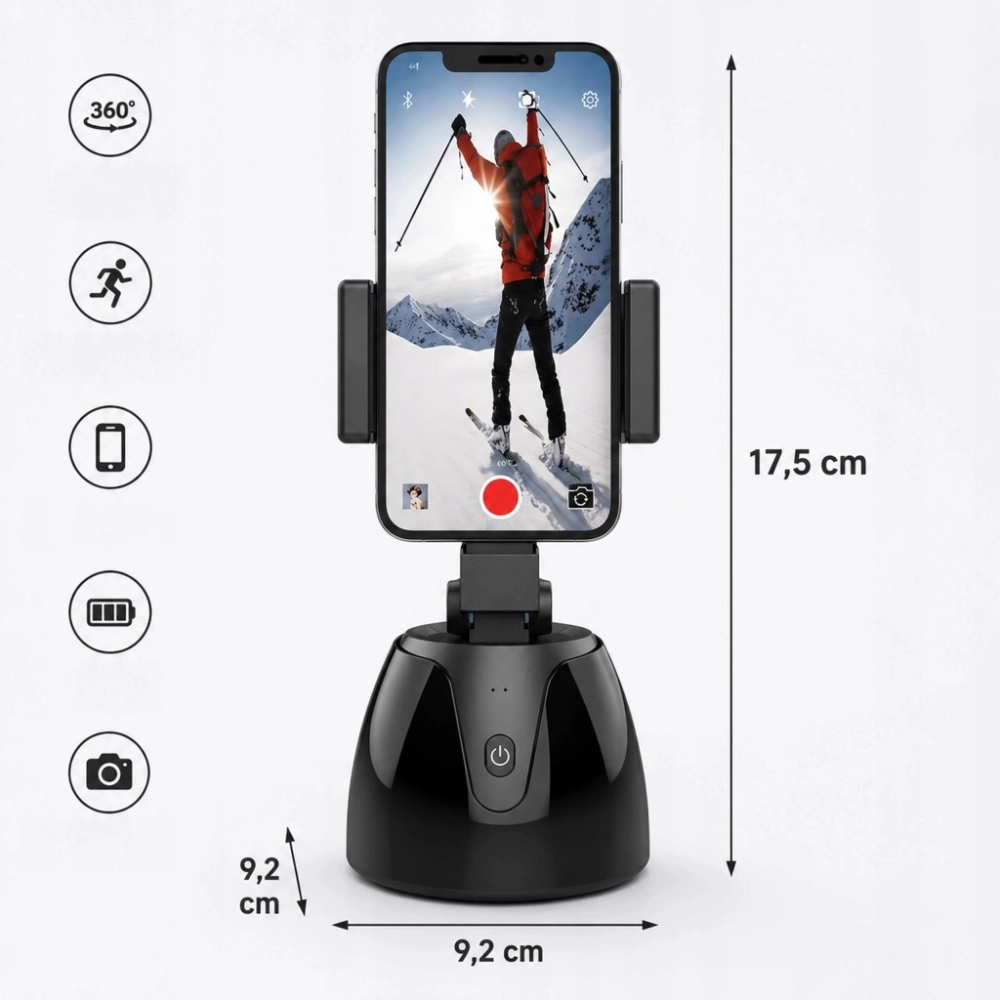 INTELIGENTY UCHWYT STOJAK NA TELEFON DO SELFIE OBROTOWY ŚLEDZĄCY RUCH