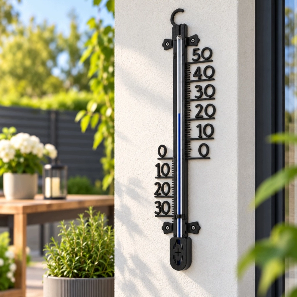 TERMOMETR ŚCIENNY PLASTIKOWY ZEWNĘTRZNY 250 mm NA ELEWACJĘ TEMPERATURA